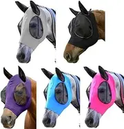 Vomeko Horse Fly Mask,Horse Mask with Ears Comfort Fit Mesh Trail Pasture Sun UV Protection, Protection Riding Equestrian Equipment