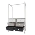 Box Sweden 6 Drawer 115cm Metal Trolley Storage w/ Garment Rack/Wheels White