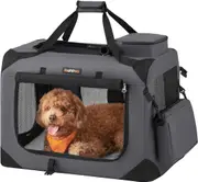 Collapsible Pet Carrier with Mesh & Storage Pockets - 24x16.5x16.5 inches, Gray