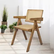 Levede a set of 2 Wicker Dining Chair Rattan Weave Rubberwood - Natural