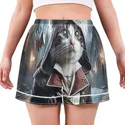 [RPLIFE] Cool Cat Sleep Pajamas for Women, Cute Pajama Shorts, Light Weight Shorts for Women, Summer Pajamas, Cool Cat, X-Large
