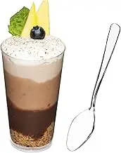 DLux Mini Dessert Cups with Spoons (90 ml x 100 Pcs) Clear Plastic Parfait Appetizer Cups, Shooter 3 oz Small Reusable Bowl for Party Desserts Appetizers - with Recipe Ebook