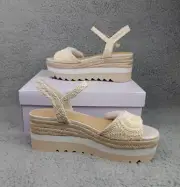 New Madden Girl Charizma Natural Macrame Women’s Wedge Sandals Size 8