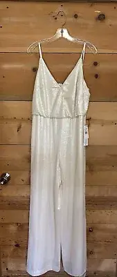 BHLDN Aidan Mattox La Lune Sequin Jumpsuit Size 8 MSRP $295