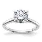 14K Solid White Gold Round Moissanite Solitaire Engagement Ring