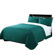 Embossed Comforter Set Bedspread 2 Pillowcases Queen King Size Coverlet Teal