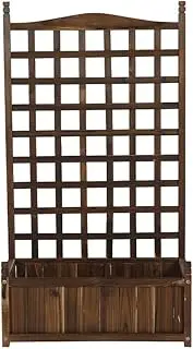 HORTIKRAFT Raised Garden Bed with Trellis Wooden Planter Box for Climbing Plant