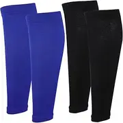 Outanaya 2 Pairs Calf Socks Leg Sleeves for Men Calf Sleeve Calf Compression Sleeves Calf Stockings Leg Sleeves for Sports Calf Support Soccer Shin Guard Sleeves Football Grip Socks Nylon