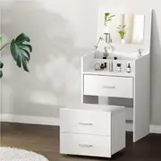 2-in-1 Artiss Dressing Table Stool Set Bedside Table White