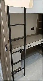 Replacement Metal Bunk Bed Ladder for Dorm Bedroom Rv Travel Trailer, 5 6 Steps Floorstanding Hanging Climb Ladders with Hooks,Black-155cm/61inch