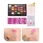 30 Colors Face Body Paint Makeup Palette Face Painting 4 Templates with 10