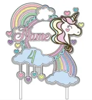 UNICORN CAKE TOPPER 3D l PERSONALIZED ASSEMBLED l MyStore