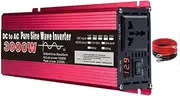 HENGJINGTR 3000W Split Phase Inverter Power Inverters,DC 12V 24V 48V 60V to 110V 220V AC Power Inverter Sine Wave High Efficiency Car Solar Power Converter With1 AC Socket,48V to 110V