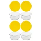 Pyrex 7200 2-Cup Glass Storage Bowl & 7200-PC Meyer Yellow Plastic Lid (4-Pack)