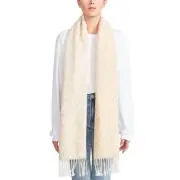 Steve Madden NWT Colorblocked Leopard Print Blanket Scarf Fringe Ivory Cream New