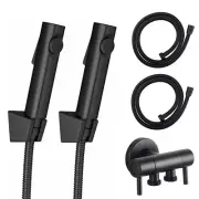 2X Toilet Bidet Spray Kit Hand Held Shower Head with Dual Control Diverter Black