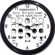 Barber Shop Salon Chart Wall Clock Hair Stylist Barber Beard Mustache New 10"