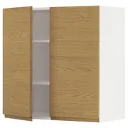 METOD wall cabinet with shelves/2 doors, white/Voxtorp oak effect, 80x37x80 cm