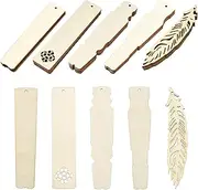 50 Pcs Wood Bookmarks Blank DIY Wooden Bookmark Craft Unfinished Wood Tags Rectangle Feather Shape Wood Pendant Ornaments for Craft Wedding Birthday Party Decoration