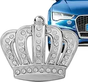 Bling Crown Car Decal - Crystal Badge, Glitter Sticker | 1.97x2.36in Peel-and-Stick Design with Shine, Royal Style Emblem for Motorcycle Tank, Phone Case, Appliance or Mirror