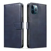 For iPhone 12 Pro 6.1 inch Leather Case WANLONFENG NW Series Calf Texture Flip Wallet Phone Cover Azure Sapphire