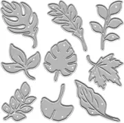 Metal 9-Piece Leaf Cutting Dies - Maple & Ginkgo Leaf Die Cuts, Embossing Stenci