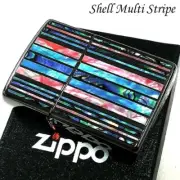 Zippo Shell multi-stripe Black mirror finish Black shell inlay