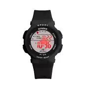 Black Kids Watch Sport Waterproof Alarm Stopwatch Digital Wristwatch