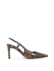 Zuko Slingback Heels - Brown Snake Leather