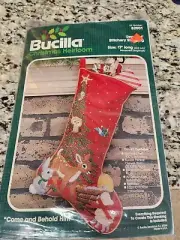 New Bucilla Christmas Heirloom "Come and Behold Him" Jeweled Stocking Kit 82001
