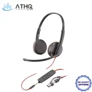 HP Poly Blackwire 3225 Stereo USB-C Headset +3.5mm Plug +USB-C/A Adapter 8X229AA