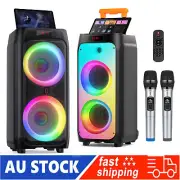 JYX Holiday Party Speaker Singing Karaoke Machine System+2PCS Microphone BoomBox