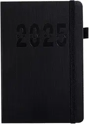 2025 Diary, A5 2025 Diary Day Per Page, Daily Planner,Plan Your Year from Jan. 2025 to Dec. 2025 with Monthly Tabs, Colorful Side Design, Pen Loop and Back Pocket, Elastic Closure 21x14.3cm