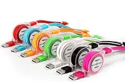 ADAYOU Data Cable One Drag Three Shrink Charging Cable Phone USB Telescopic Fast Charging Cable for Apple Android Type-C Color Random Match
