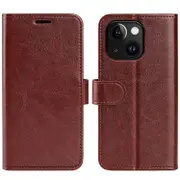 For iPhone 15 Case, Premium PU Leather Folio Wallet Cover, Brown