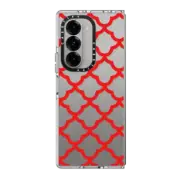 Galaxy Z Fold6 Clear Case Preppy Red Pattern