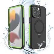 Nevenka TB Waterproof Case for iPhone 15 Pro Max case Magnetic Cover Ring Stand Full Body Protective-Fruit Green