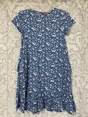 Mini Boden Wild Ponies Horse Bird Drop Hem Pocket Jersey Dress Blue 11 / 12
