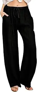 [WUANDIXFA] Cargo Pants Women Elastic Waist Pants Trendy Wide Leg Work Business Trousers Drawstring Harem Yoga