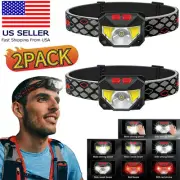 2X COB LED Headlamp USB Rechargeable Headlight Torch Flashlight Head Band Lamp