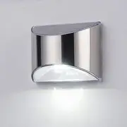 2Pcs Stainless Steel Solar Wall Lamp For Landscape Decor And Courtyard Lighting Fixture