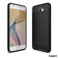 在飛比找Yahoo奇摩購物中心優惠-揚邑 Samsung J7 Prime 拉絲紋碳纖維軟殼散熱