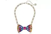 $85 Betsey Johnson gold tone Rainbow frontal RETIRED necklace K1J
