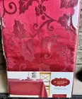 St Nicholas Square Christmas Red Holiday Tablecloth Oblong 60”x102”