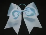 NEW "LIGHT BLUE" Cheer Bow Pony Tail 3 Inch Ribbon Girls Hair Bows Cheerleading
