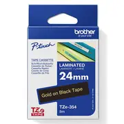 Brother TZE-354 Laminated Labelling Tape 24mm Gold On Black