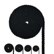 Cotton Rope Black Cotton Cord 3 Strand Twisted Macrame Cord Black 6mm x 65 Feet