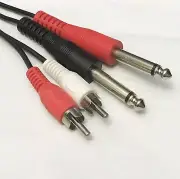 6 Ft. Dual 1/4 inch Mono TS Male to Dual RCA Male Cable, New