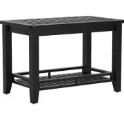 Zoopolyn Bamboo Shower Bench Stool with Storage Shelf Shower Bath Seat for Sh