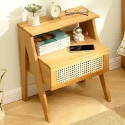 Modern Bamboo Nightstand with 1 Drawer - Elegant Bedside Table for Bedroom or Living Room Storage